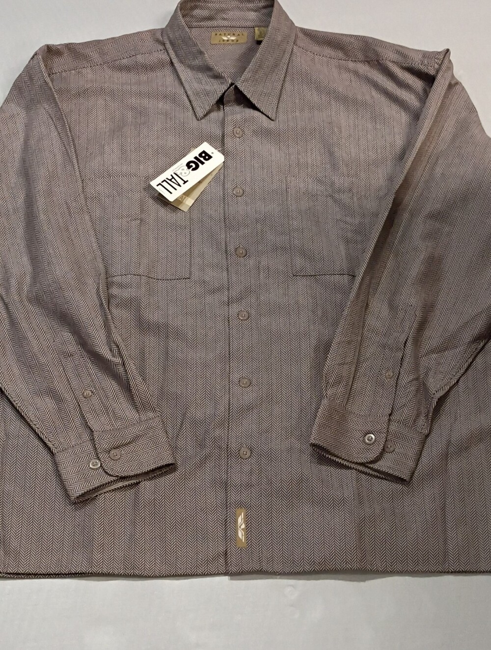 Men's Brown Herringbone Dress Shirt